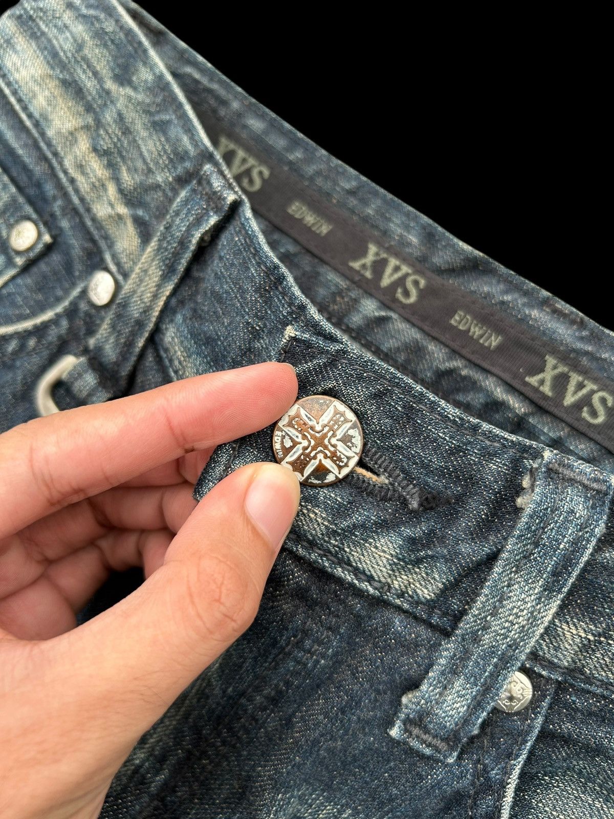 Edwin × Kapital × Vintage 🎌☠️ EDWIN XVS PUNK DISTRESSED JAPANESE DENIM JEANS ☠️🎌 Size US 28 / EU 44 - 3 Thumbnail