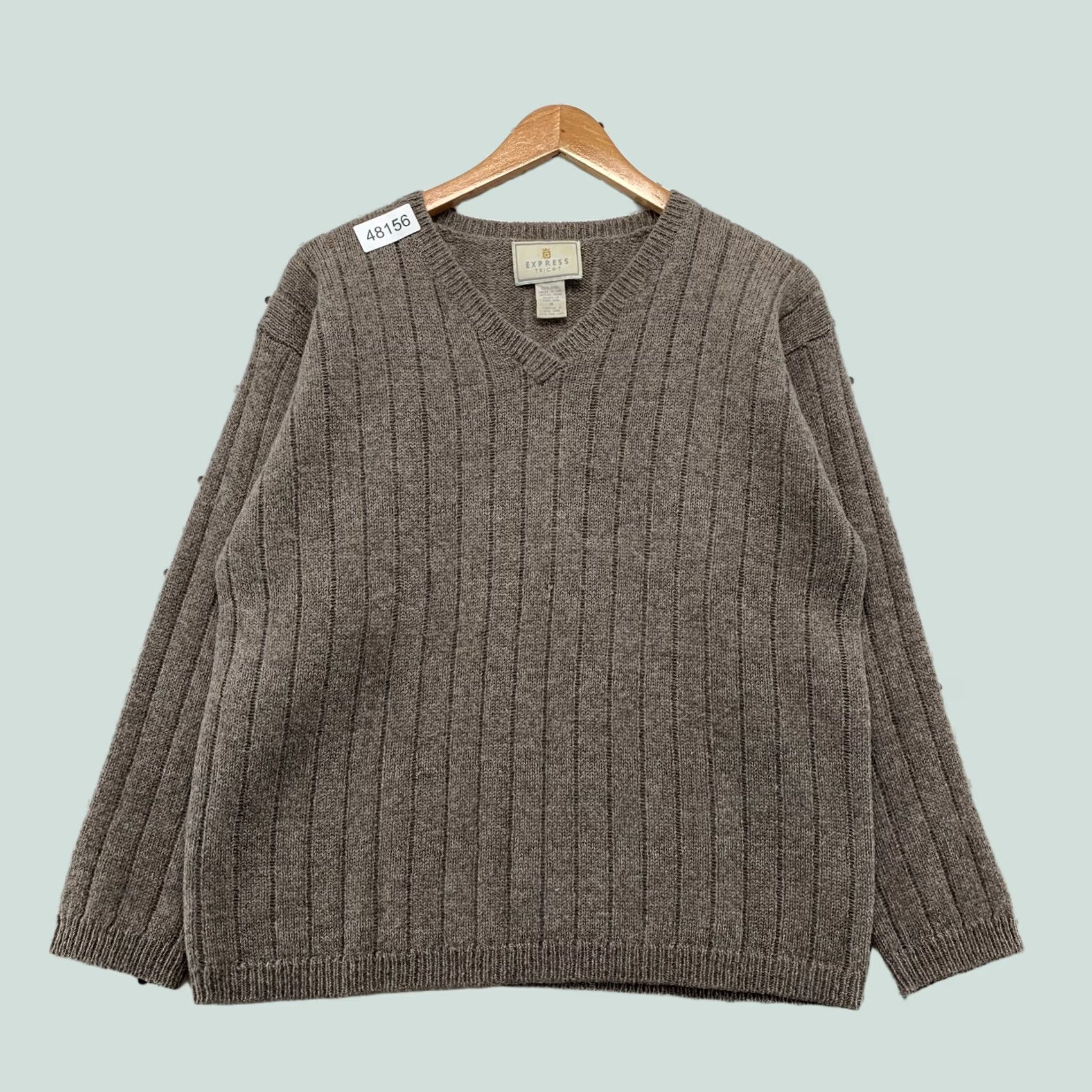 Express Express Tricot Wool Sweater Womens M Brown 100% Wool Hong Kong Vintage Size M / US 6-8 / IT 42-44 - 1 Thumbnail