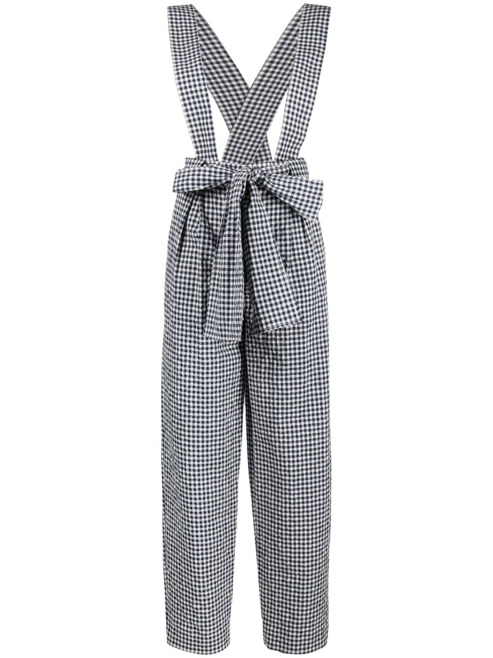 Kenzo o1y1025 Checked Overall in Navy Blue/White Size 26" / US 2 / IT 38 - 1 Thumbnail