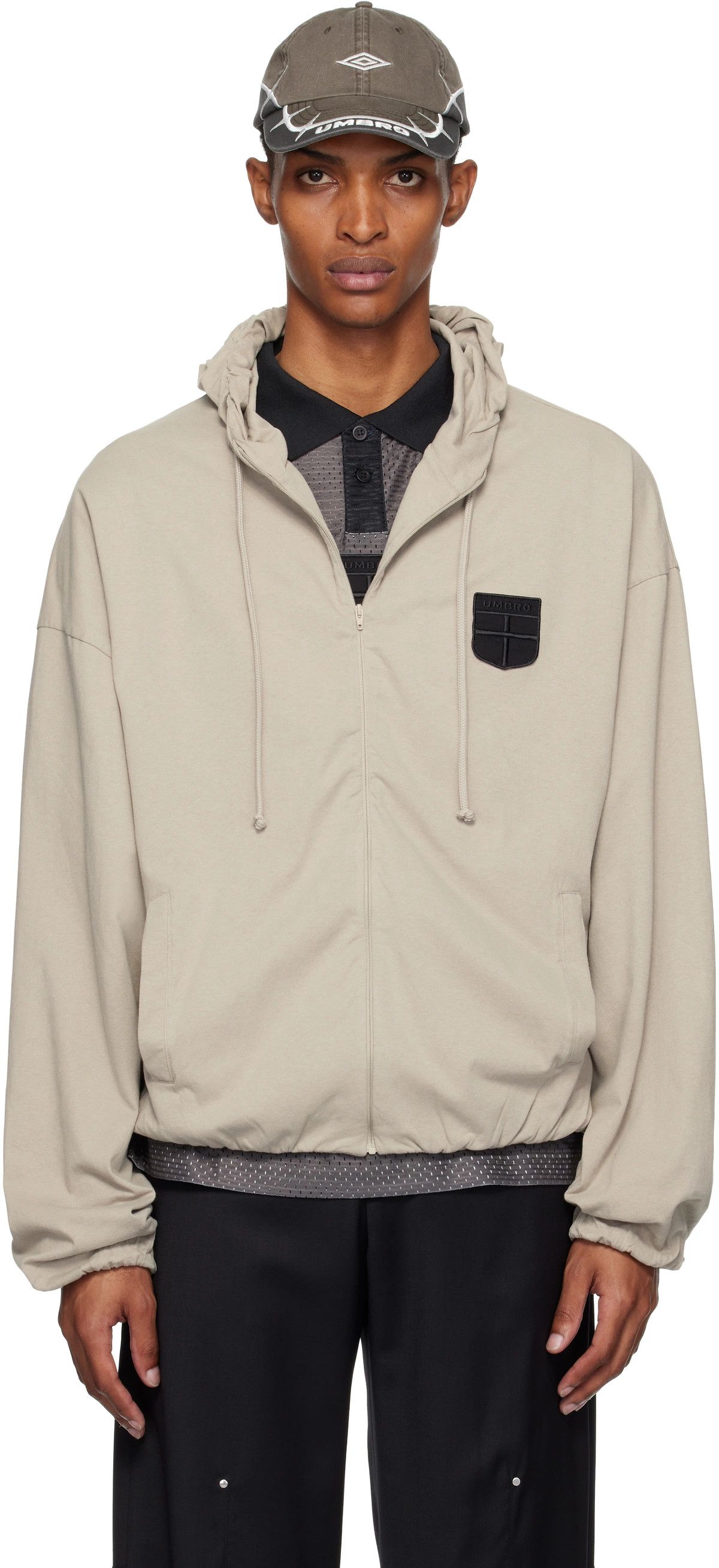 Slam Jam × Umbro Beige Crest Logo Oversized Zip Hoodie Size US XL / EU 56 / 4 - 2 Thumbnail