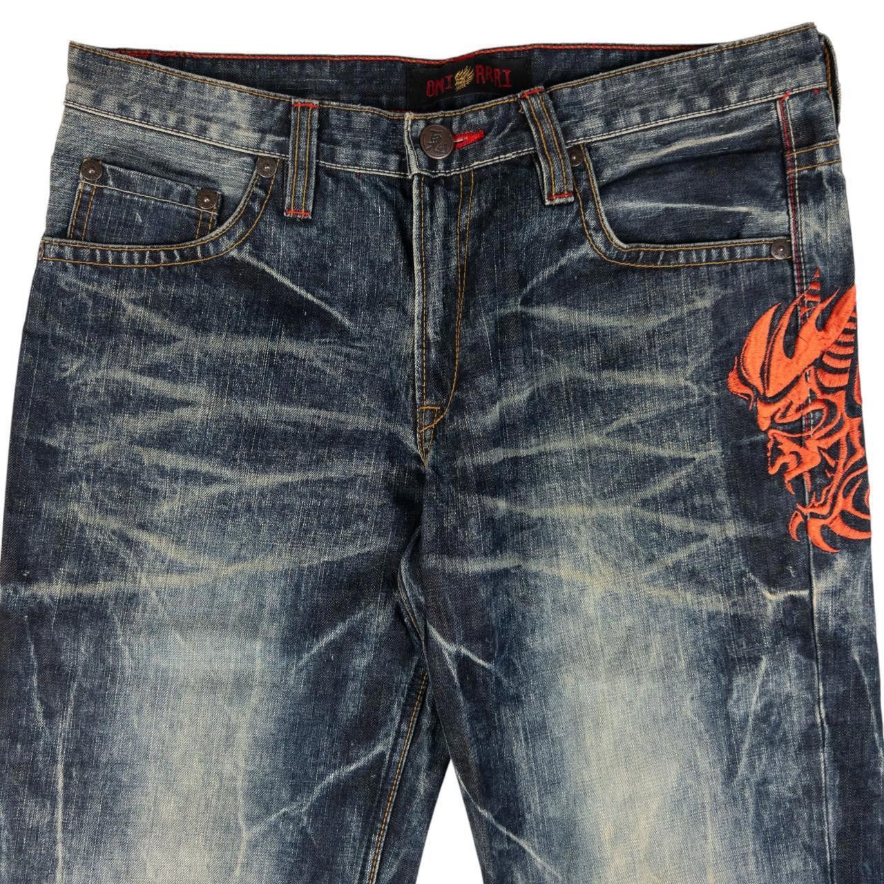 Designer Vintage Oniarai Flame Devil Japanese Denim Jeans Size W33 Size US 32 / EU 48 - 2 Thumbnail