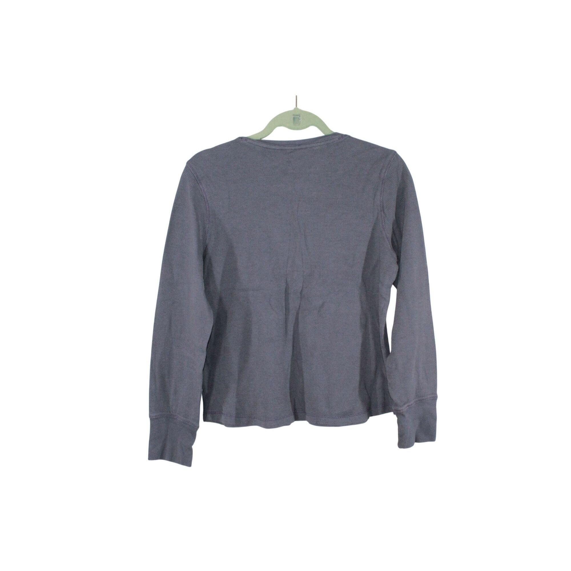 L.L. Bean LL Bean Women's Waffle Knit Henley Shirt Preppy Casual Navy Size L / US 10 / IT 46 - 2 Thumbnail