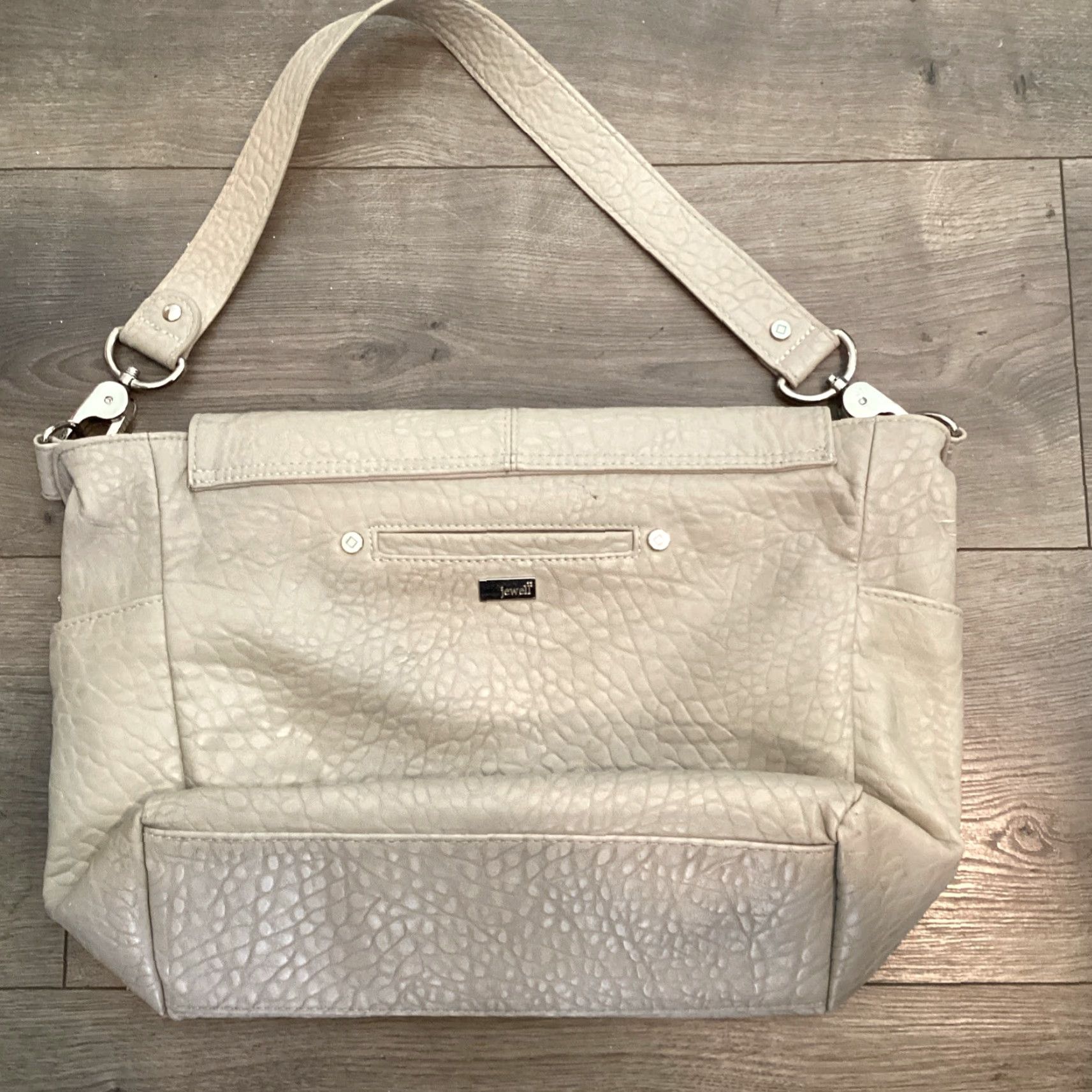Vintage Thirty-One Jewell® Large Beige Faux Leather Tote Handbag with Magnetic Flap - Elegant Business & Casual Accessory for Women Size ONE SIZE - 2 Thumbnail