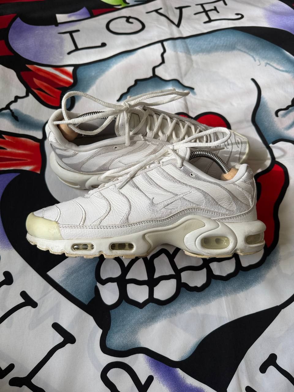 Nike Air Max Plus Tn Leather White Us 9 Aj2029-100 Shoes, Men's