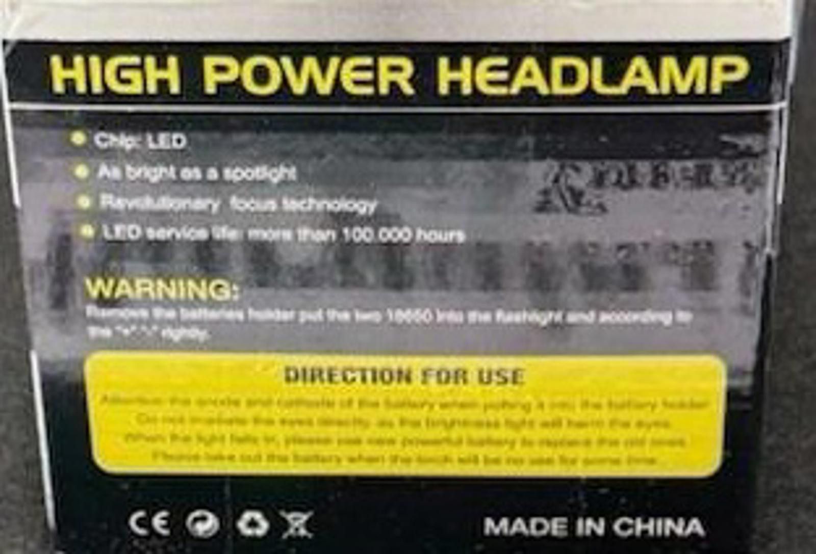 The Unbranded Brand High Power LED Headlamp Black 200m Range 2 Batteries & Charg Size ONE SIZE - 2 Thumbnail