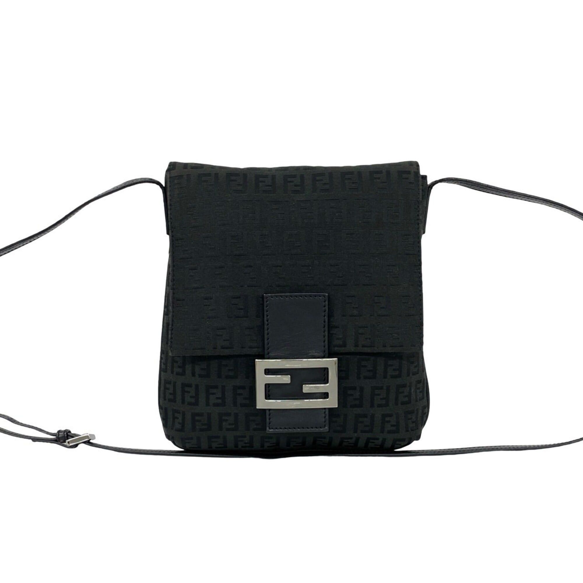 Fendi FENDI Zucchino FF Pattern Canvas Leather Genuine Shoulder Bag Pouch Sacoche Black 157-1 Size ONE SIZE - 1 Thumbnail