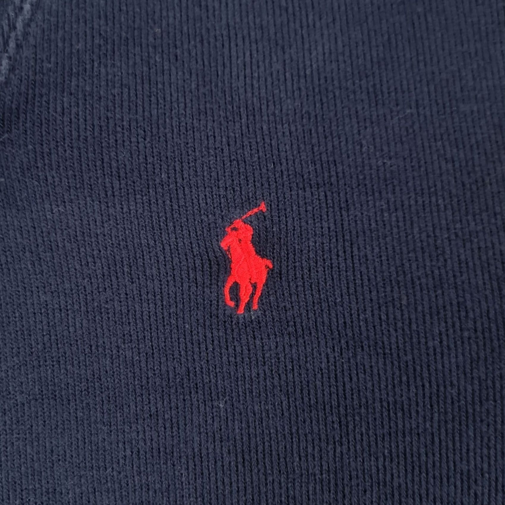 Polo Ralph Lauren VINTAGE Polo Ralph Lauren Jumper Mens Shawl Neck Navy Blue Large Cotton Pullover Knitted Logo Size US L / EU 52-54 / 3 - 5 Thumbnail