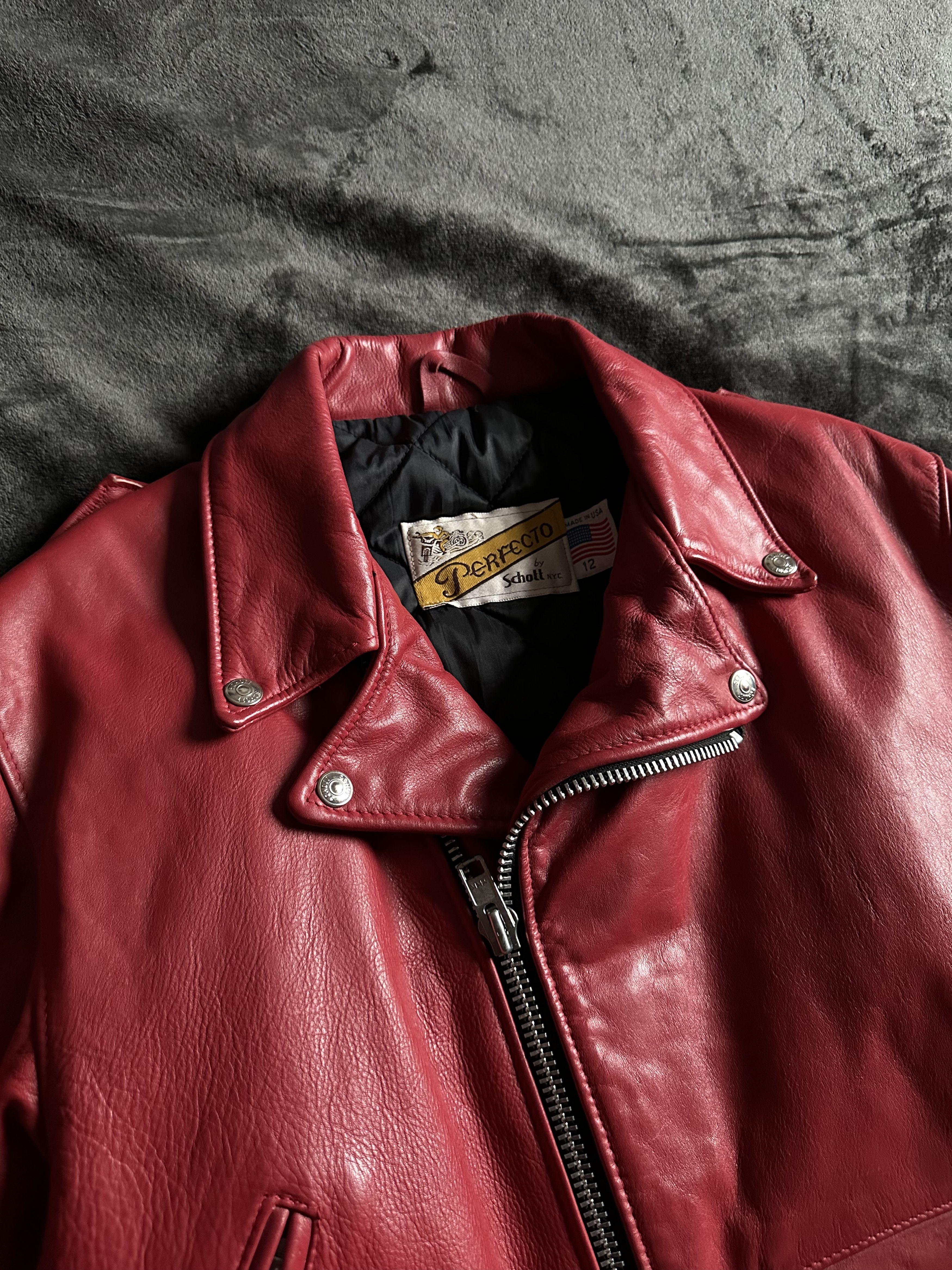 Schott Schott Perfecto Women's Leather Motorcycle Jacket Red sz.12 Size L / US 10 / IT 46 - 6 Thumbnail