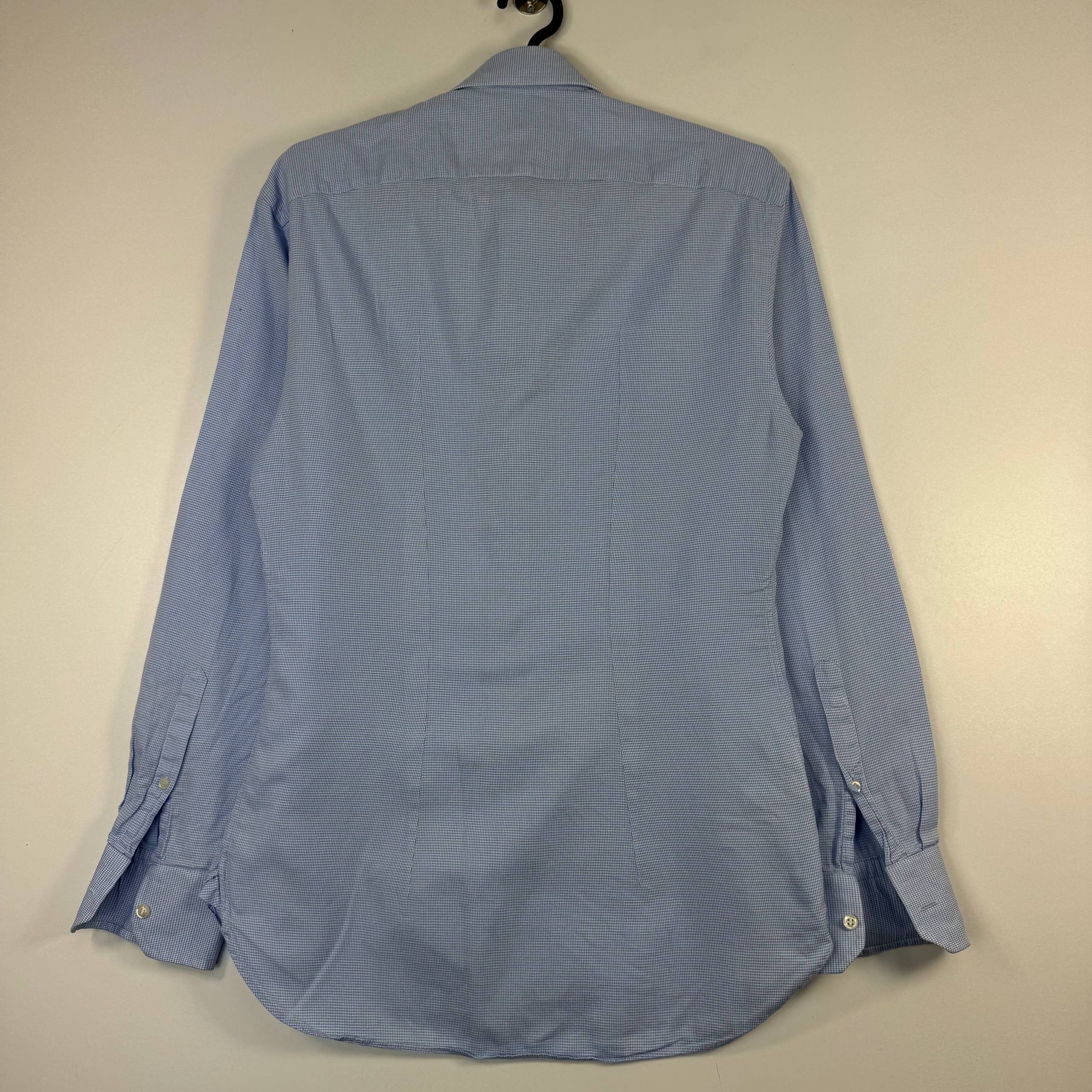 Boggi Boggi Milano Micro Check Dress Shirt Blue Mens Size M 15 38 Size US M / EU 48-50 / 2 - 9 Thumbnail
