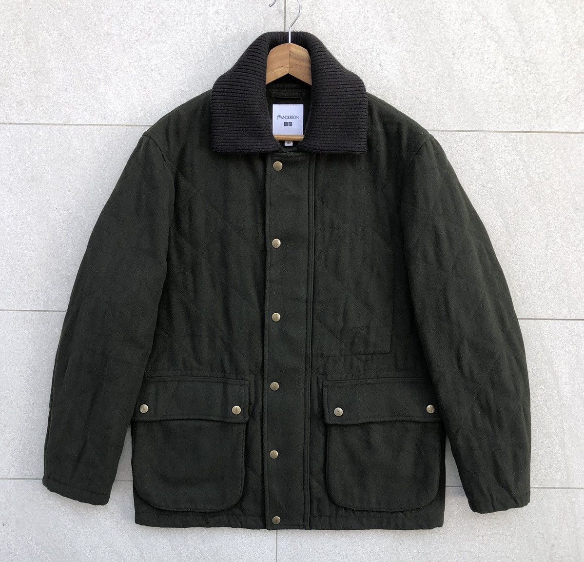 JW Anderson × Uniqlo Uniqlo x JW Anderson Green Wool Blended Quilted Jacket Men's Size US L / EU 52-54 / 3 - 16 Thumbnail