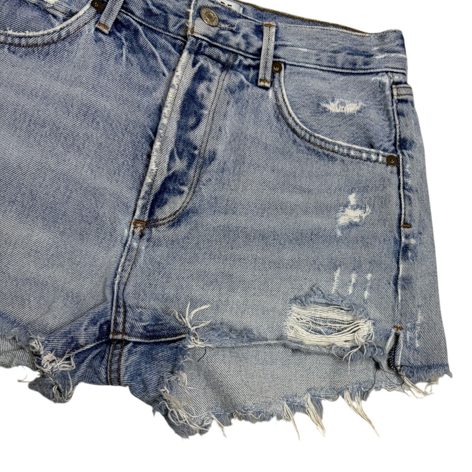 Agolde AGOLDE Raw Hem Cut Off Summer Denim Jean Shorts Womens 4 Size 26" / US 2 / IT 38 - 5 Thumbnail