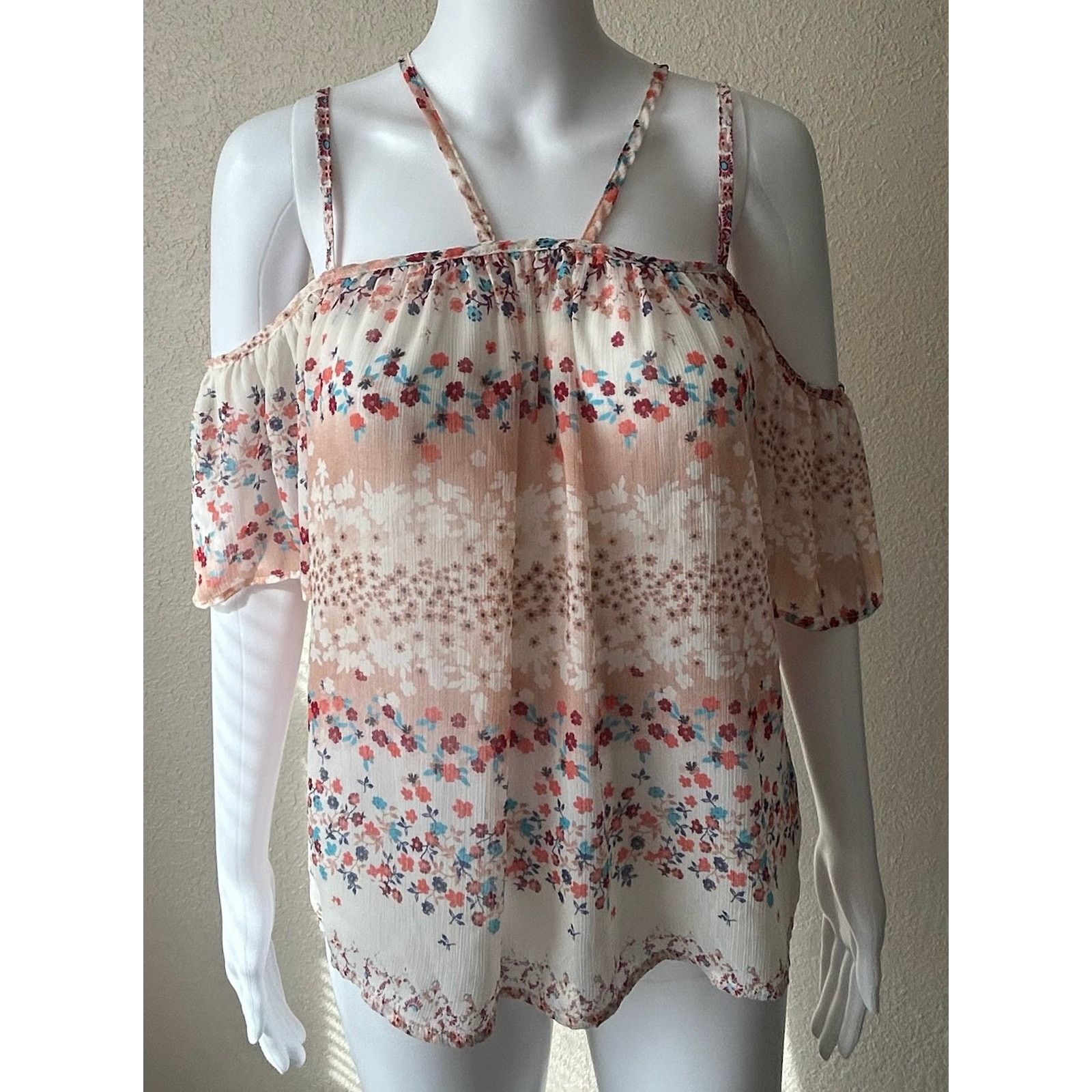 Other TIMING | Pastel Lightweight Floral Flowy Blouse | Small Size S / US 4 / IT 40 - 1 Thumbnail