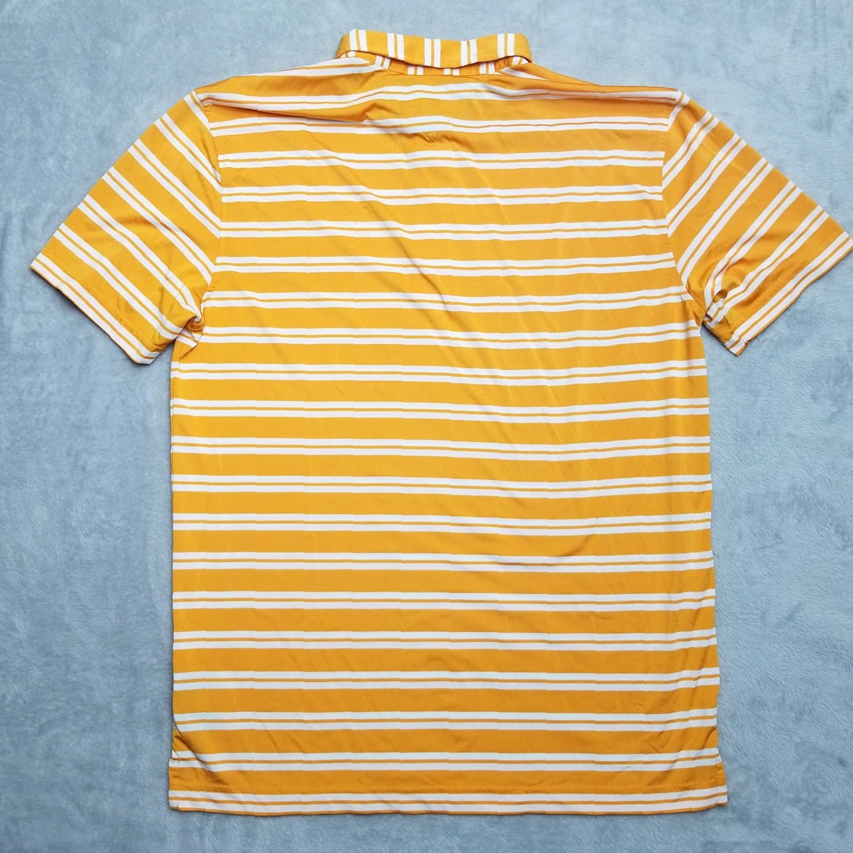 Tommy Hilfiger VINTAGE Tommy Hilfiger Shirt Mens Large Orange Striped Polo Short Sleeve 100% Polyester Size US L / EU 52-54 / 3 - 5 Thumbnail