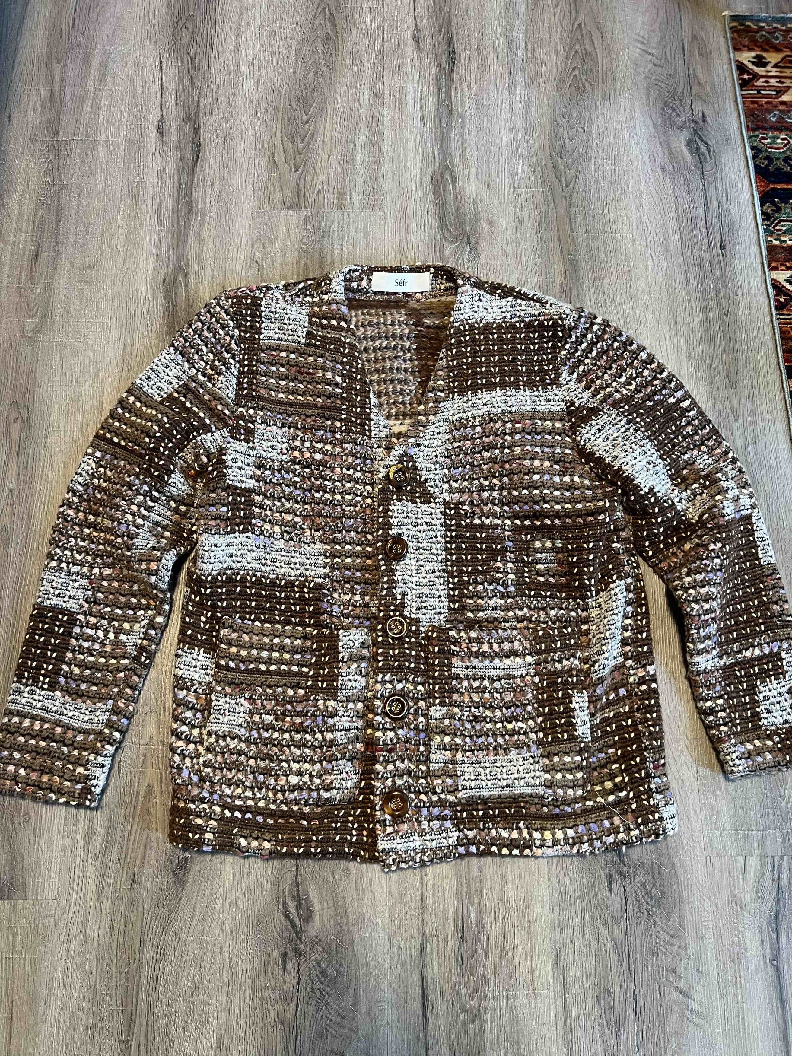 image of Sefr Gote Wool Blend Cardigan in Brown, Men's (Size Large)