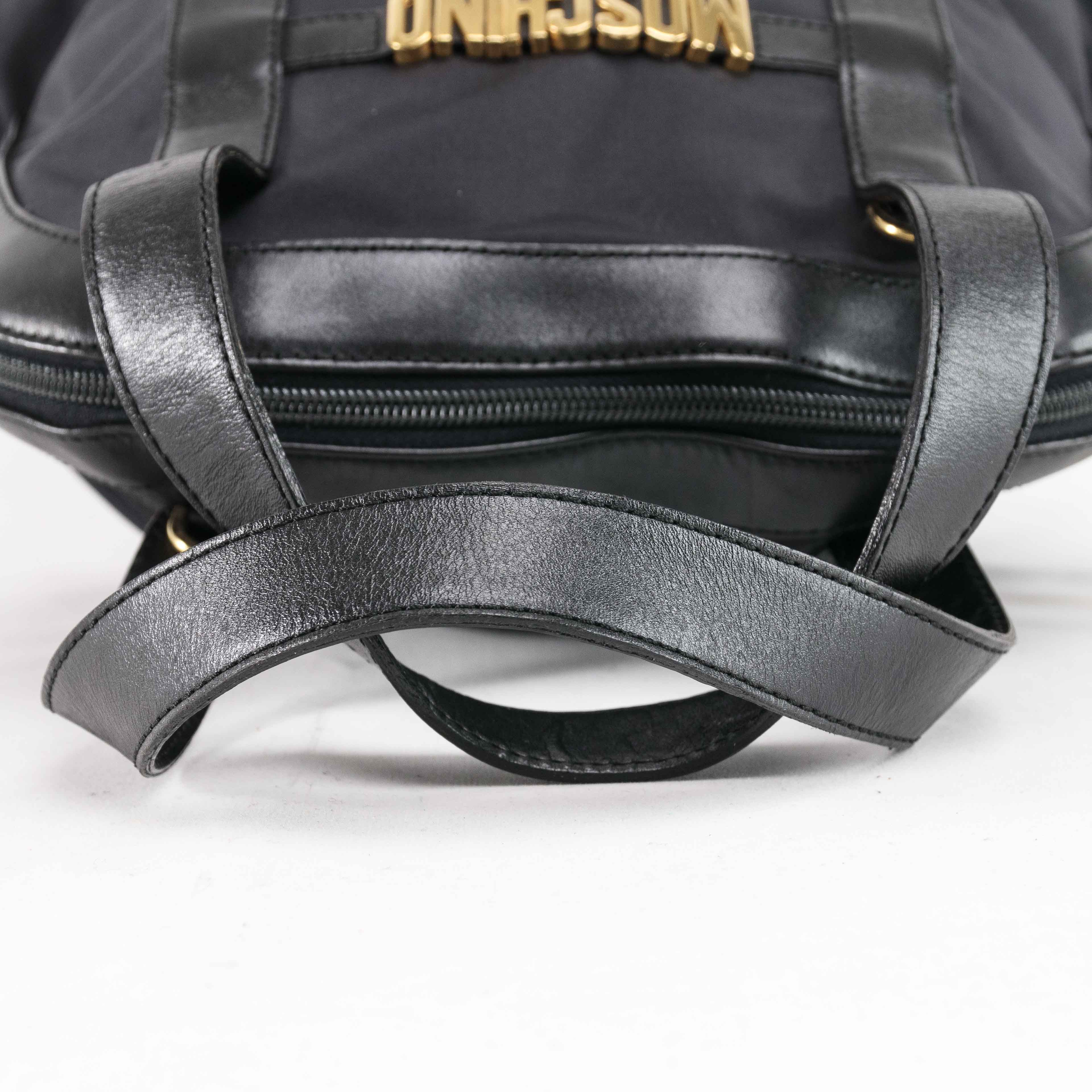 Moschino Moschino Black Nylon & Leather Satchel Bag Size ONE SIZE - 10 Thumbnail