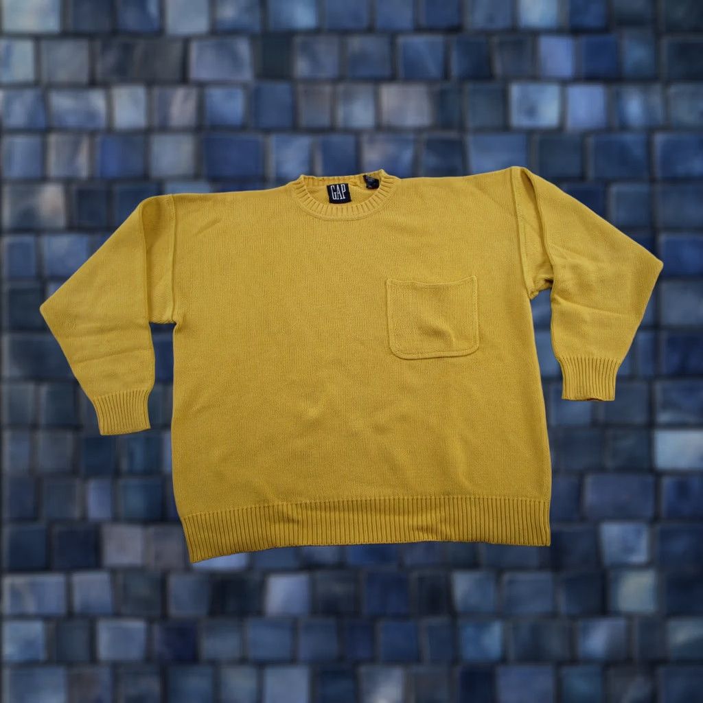 Gap VINTAGE Gap Yellow Heavy Knit Front Pocket Sweater Pullover Size L Womens Pullover Winter Fall Spring Knit Pocket Front Yellow Gap Size L Size L / US 10 / IT 46 - 1 Thumbnail