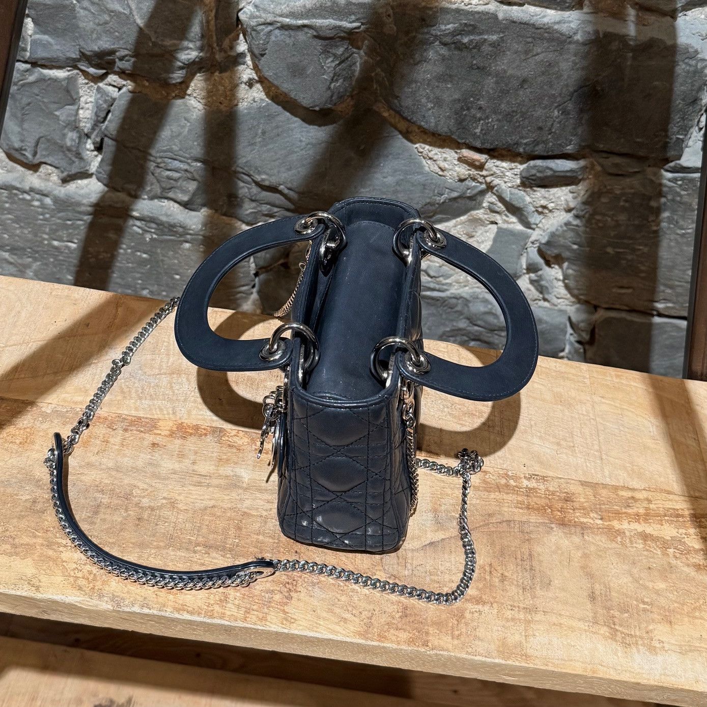 Dior Dior 2015 Metallic Midnight Blue Calfskin Mini Lady Dior Bag Size ONE SIZE - 16 Thumbnail