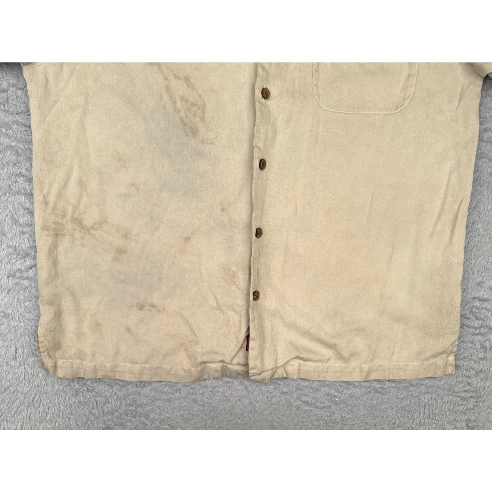 Tommy Bahama Tommy Bahama Shirt Men Medium Beige Silk Blend Hawaiian Wood Button Up Size US M / EU 48-50 / 2 - 5 Thumbnail