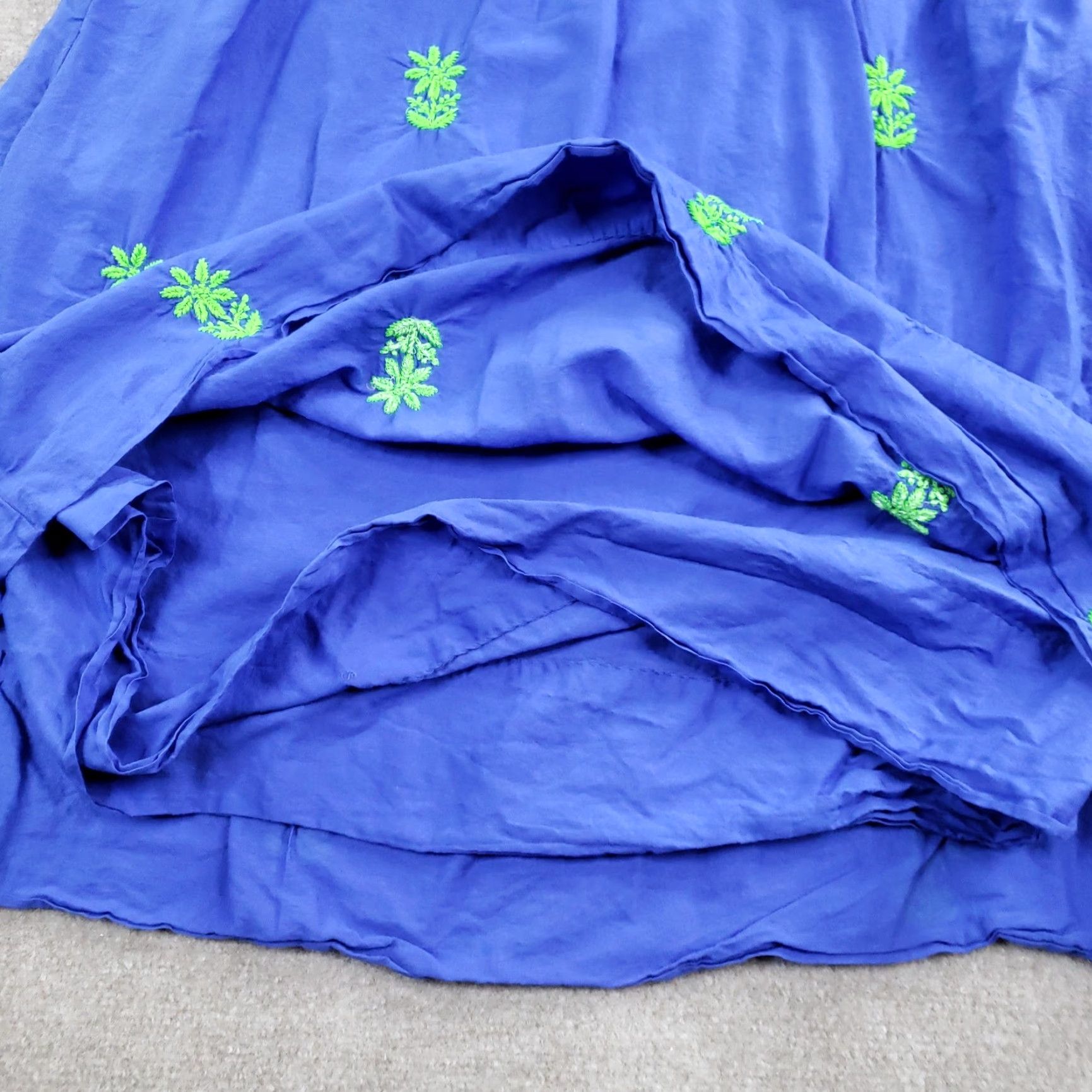 Vintage Gretchen Scott Dress Womens Small Blue Embroidered Floral Sundress Size S / US 4 / IT 40 - 6 Thumbnail