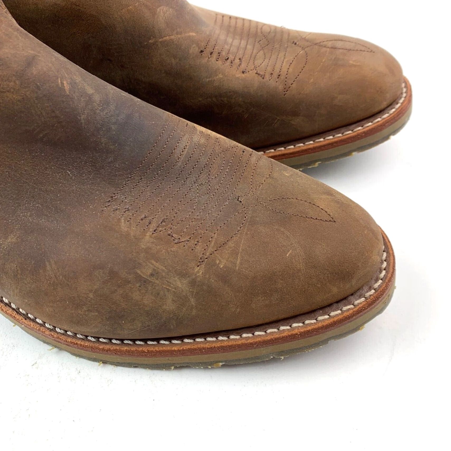 Doublet Double H Boots DH1552 Pull-On Boots Mens 16 D Brown Leather Western Cowboy Outsole Leather Shaft 15" Vintage? Size US 15 / EU 48 - 3 Thumbnail