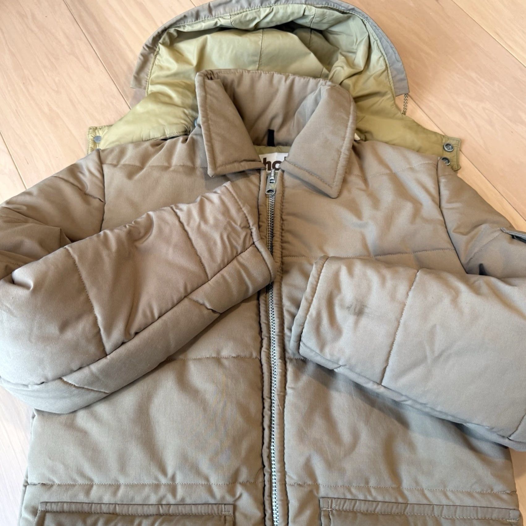 Schott VINTAGE Schott Puffer Jacket Small Jacket Men Beige 90s USA Parka Winter Quilted Insulated Zip Mid-Length Size US S / EU 44-46 / 1 - 4 Thumbnail