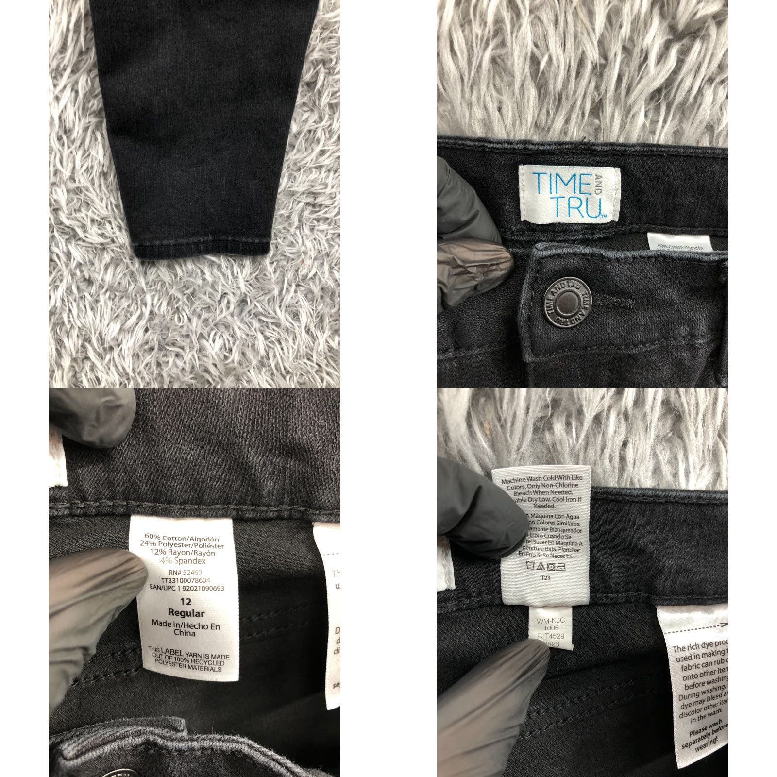 Vintage Time And Tru Jeans Time And TRU Skinny Jeans Black Dark Wash Size 12 Womens Regular Rise 8.5-10.5 Inseam 28 in Cotton Denim 5-Pocket Zipper Button Size 34" / US 12 / IT 48 - 8 Thumbnail