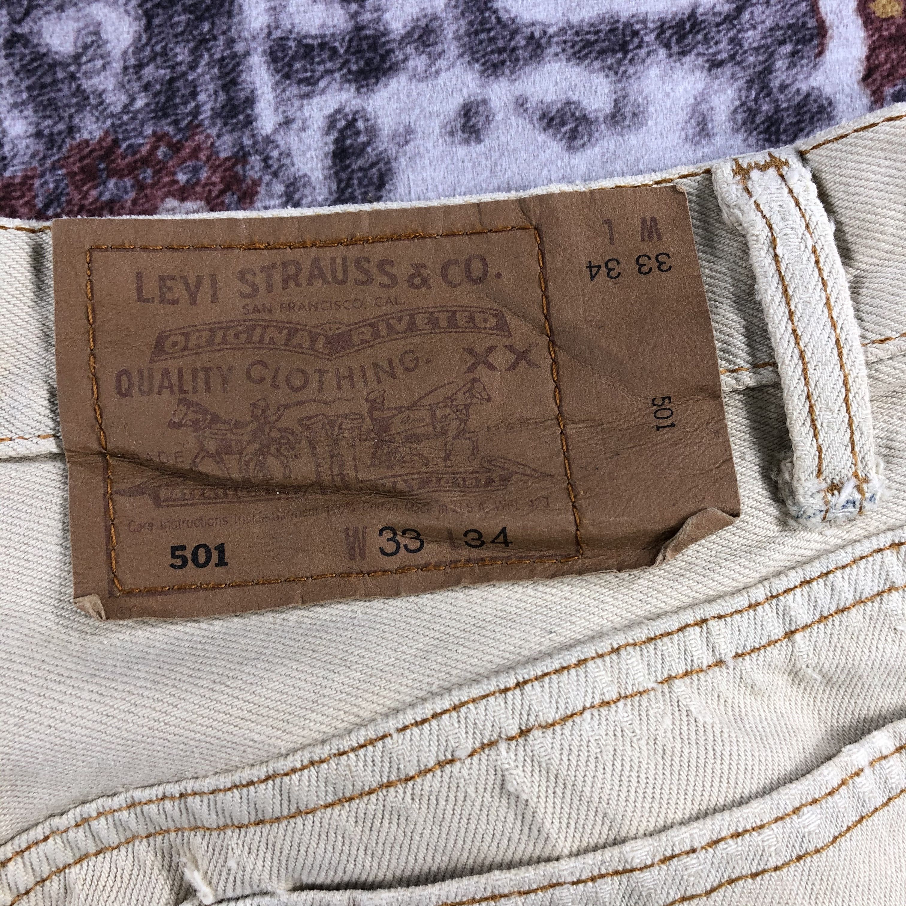 Levi's × Vintage 90s Vintage White Cream Levis 501 Jeans-JM2428 Size US 33 - 7 Thumbnail