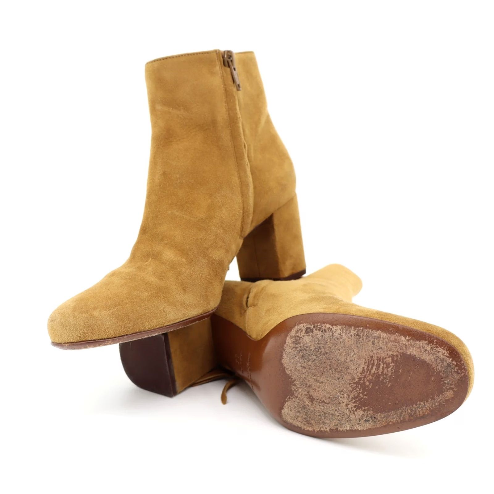 Yves Saint Laurent Yves Saint Laurent Tan Suede Fringe Zip Ankle Boots Sz 6 Womens Leather Lining 2.5" Heel Italy Bootie Size US 5.5 / IT 35.5 - 2 Thumbnail