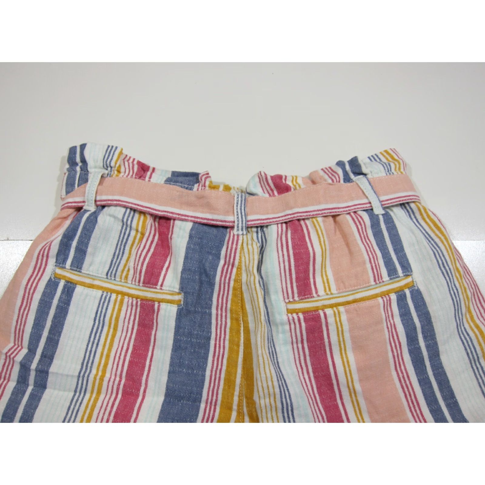 Vintage a.n.a Linen Cotton Pink Blue Stripe High Rise Waist Shorts Women Size Medium Size 30" / US 8 / IT 44 - 7 Thumbnail