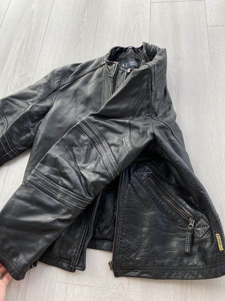 Giorgio Armani Vintage Armani Jeans Leather Biker Jacket Size US M / EU 48-50 / 2 - 5 Thumbnail