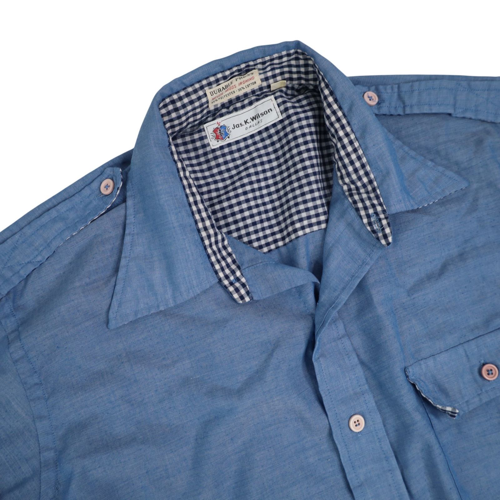 Vintage True VTG 60s Jas. K. Wilson Chambray Work Shirt Blue Size US L / EU 52-54 / 3 - 6 Thumbnail