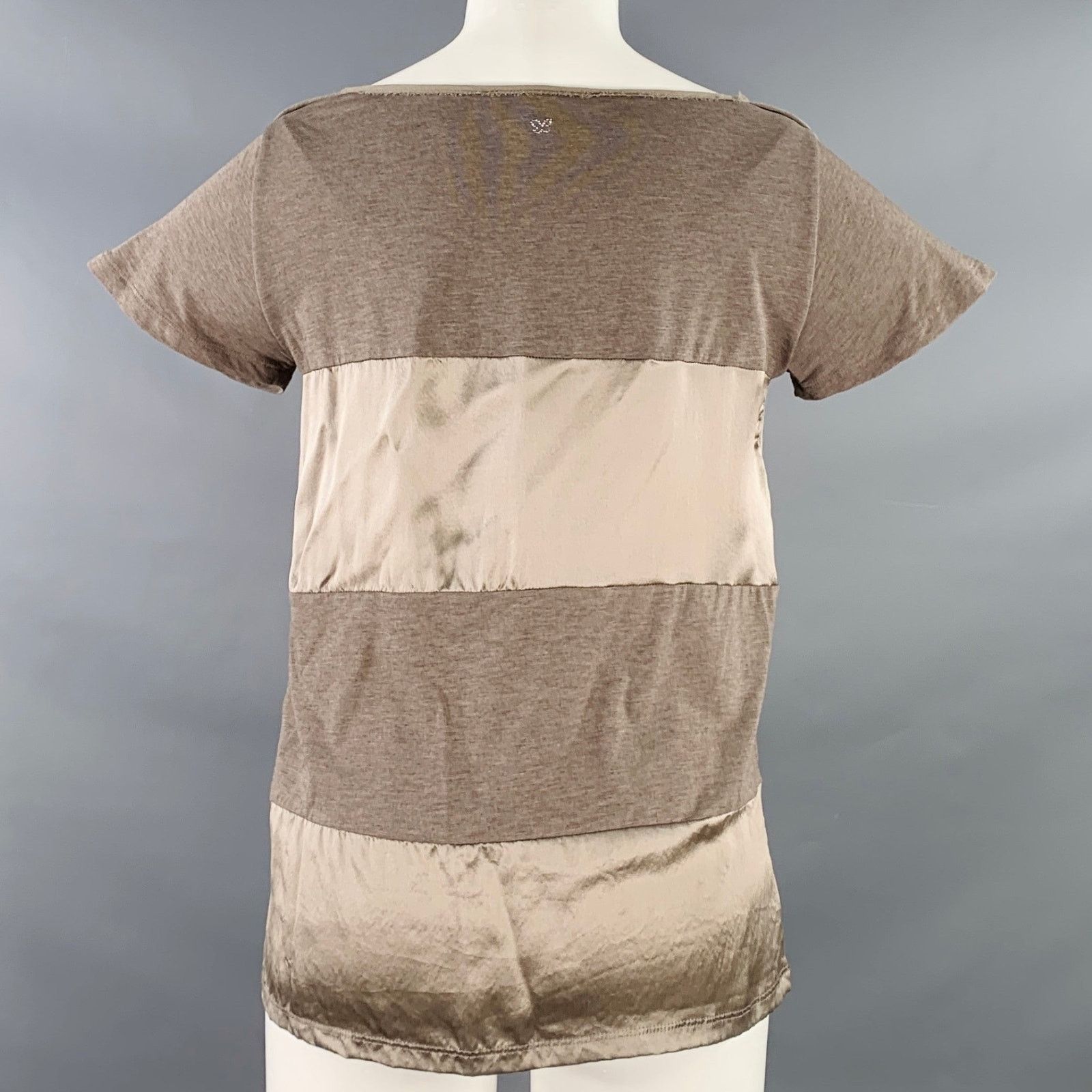 Max Mara MAX MARA Size S Brown Cotton Blend Short Sleeve Casual Top Size S / US 4 / IT 40 - 3 Thumbnail