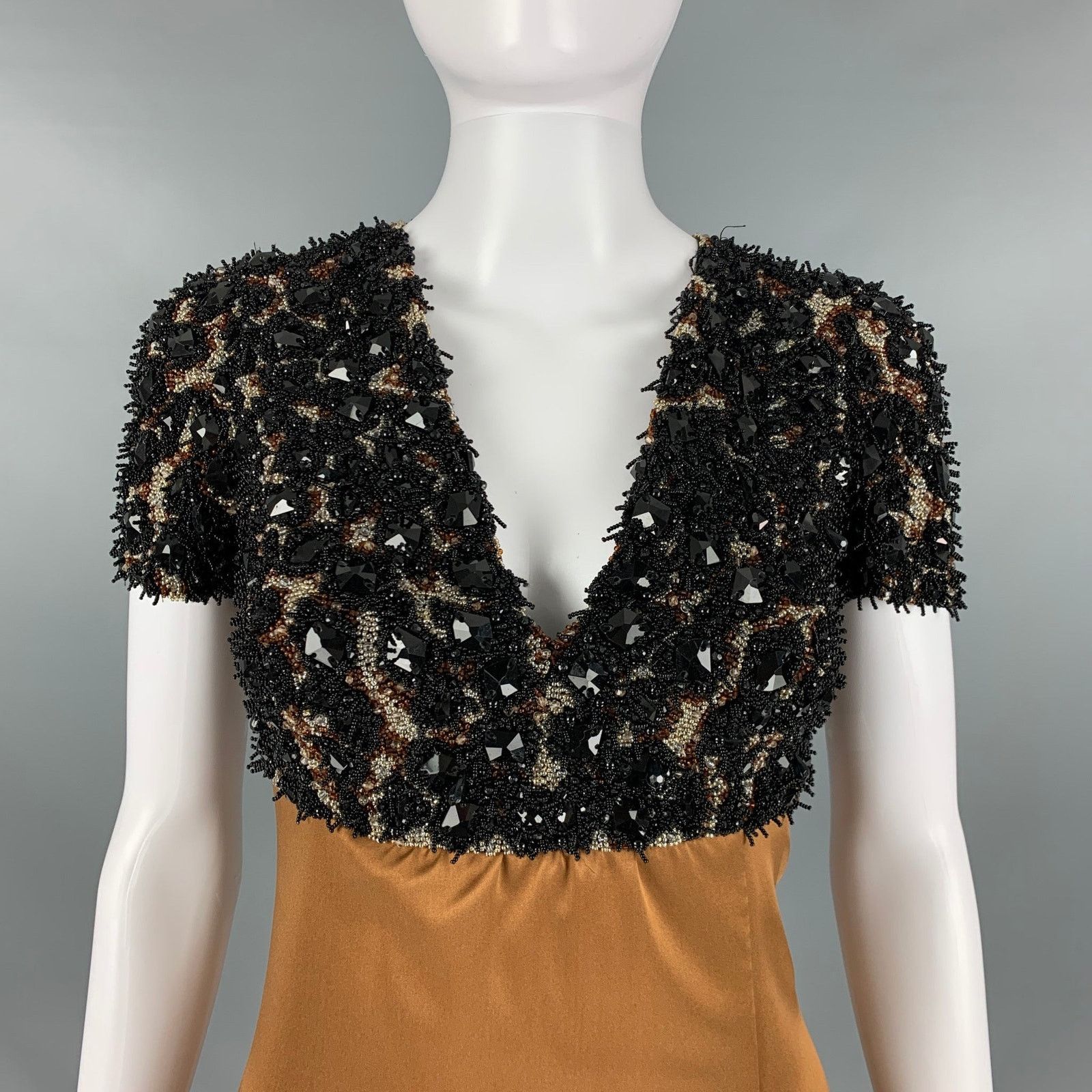 Burberry Prorsum BURBERRY PRORSUM Brown Camel Silk Evening Gown Long Dress Size XS / US 0-2 / IT 36-38 - 3 Thumbnail