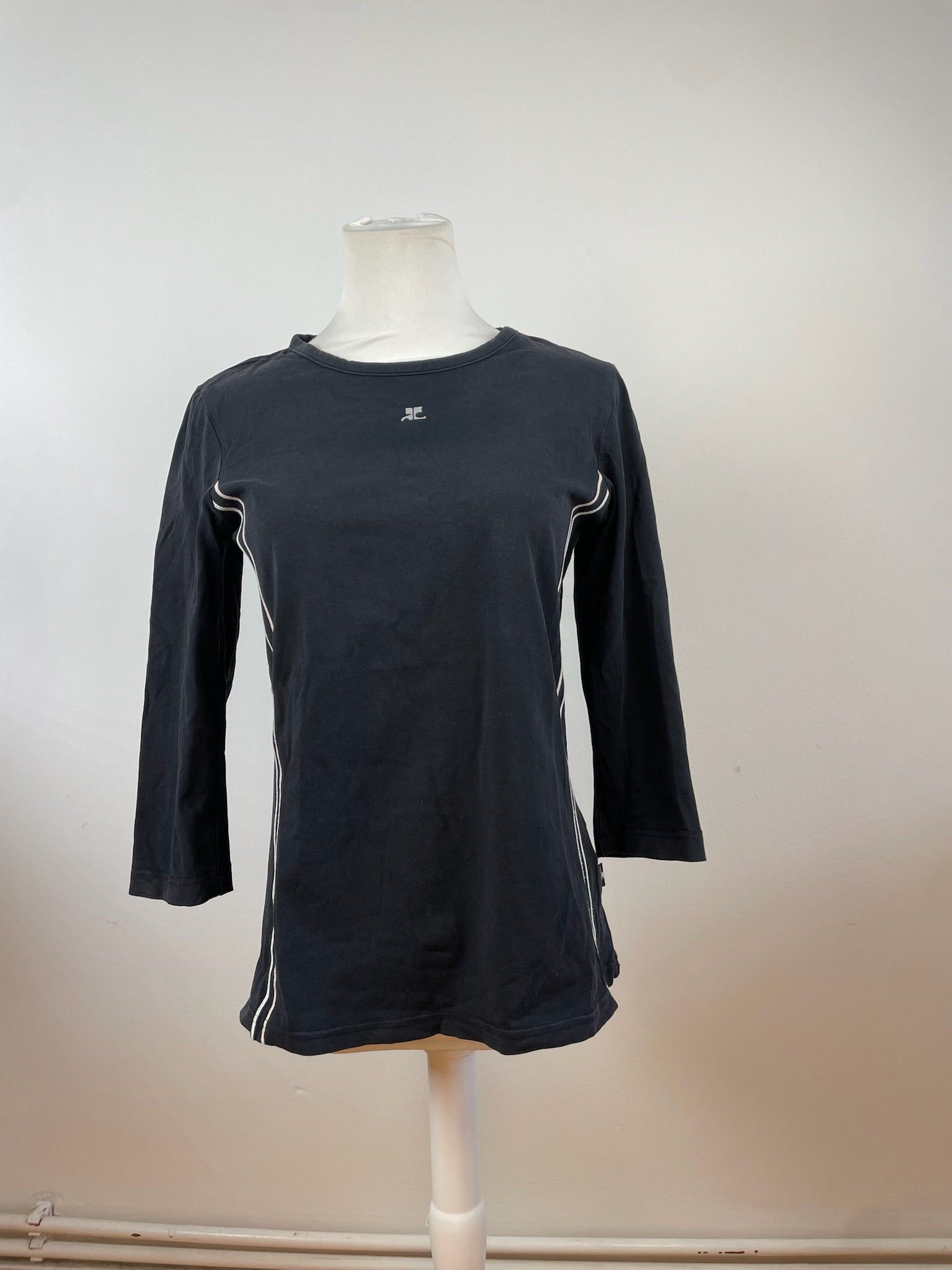 Courreges Vintage Canvas Crewneck Black White Size S / US 4 / IT 40 - 1 Thumbnail