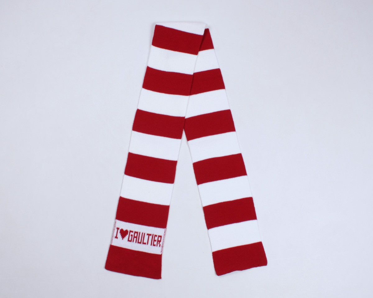 Designer × Jean Paul Gaultier Jean Paul Gaultier I Love Red White Striped Unisex Scarf Size ONE SIZE - 2 Thumbnail