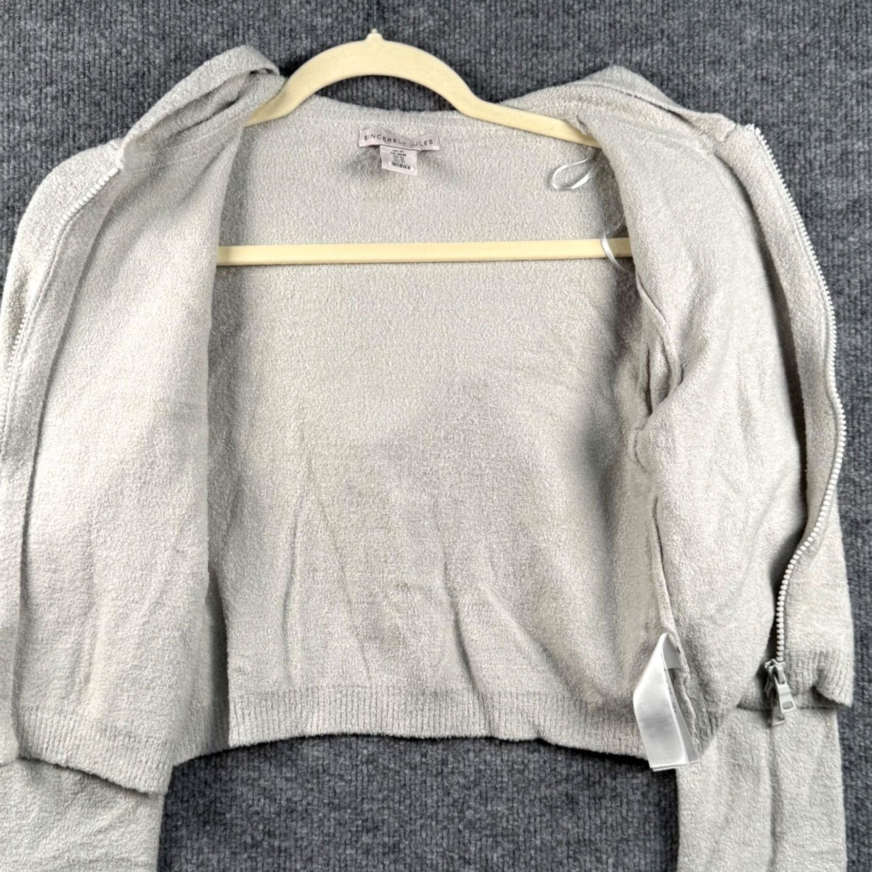 Vintage Sincerely Jules Cropped Zip Up Hoodie Knit Sweater Jacket Coquette Womens M Gray Size M / US 6-8 / IT 42-44 - 5 Thumbnail