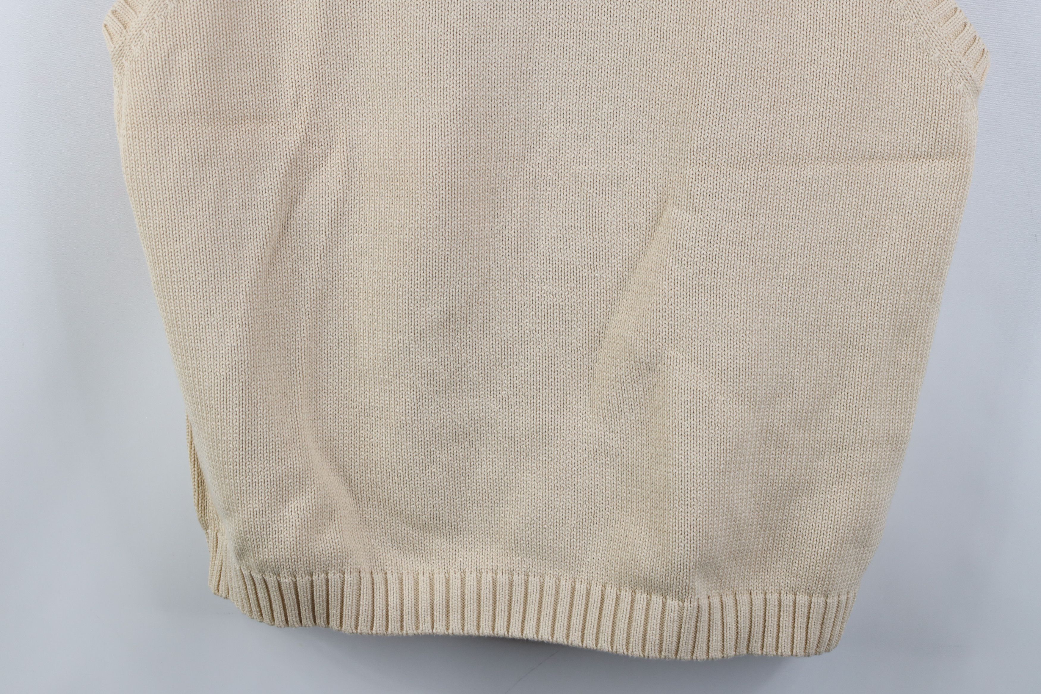 Lands' End Vintage 90s Lands End Cotton Knit V-Neck Sweater Vest Beige Size US XL / EU 56 / 4 - 3 Thumbnail