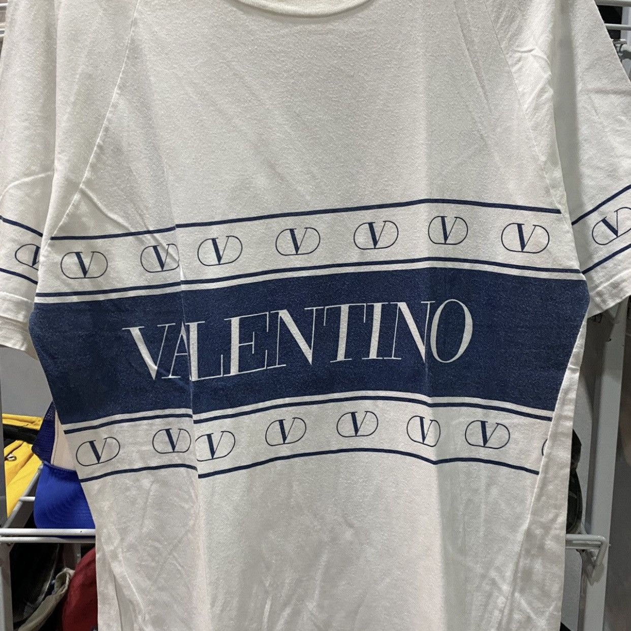 Valentino Vintage Valentino Spellout Multi-Logo T-Shirt - White/Blue Size US S / EU 44-46 / 1 - 5 Thumbnail