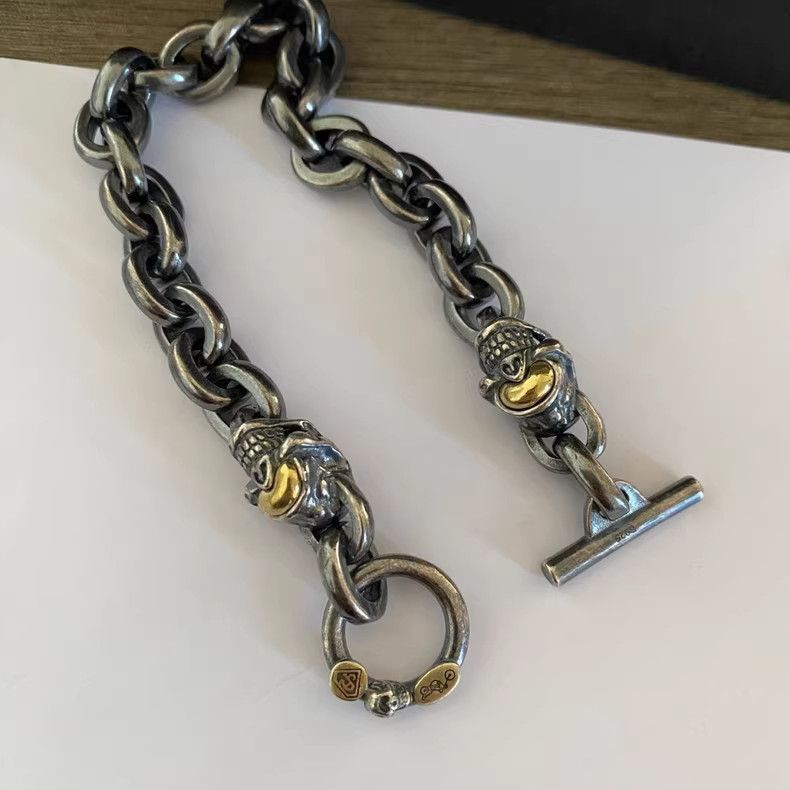 Sterling Silver Chrome Cross Sterling Silver Bracelet Vintage chain Size ONE SIZE - 7 Thumbnail