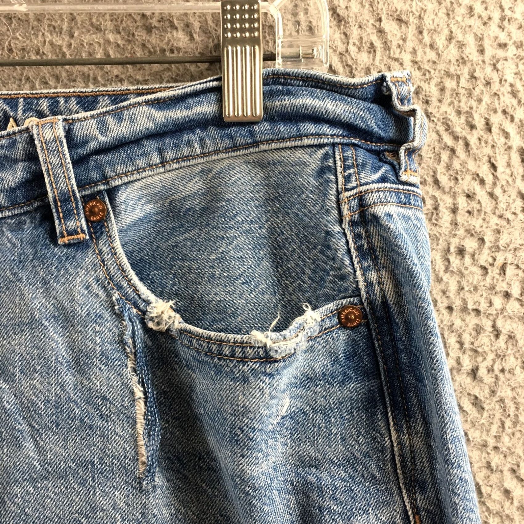 American Eagle Outfitters American Eagle Denim Jeans Women 14 Blue Hi Rise Zip Fly Button Front Pockets - Excellent Condition Size 36" / US 14 / IT 50 - 4 Thumbnail
