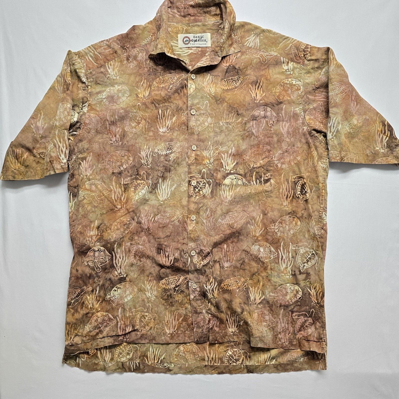 Other Basic Options Shirt XL Brown Sea Turtle Hawaiian Button Up Size US L / EU 52-54 / 3 - 1 Thumbnail