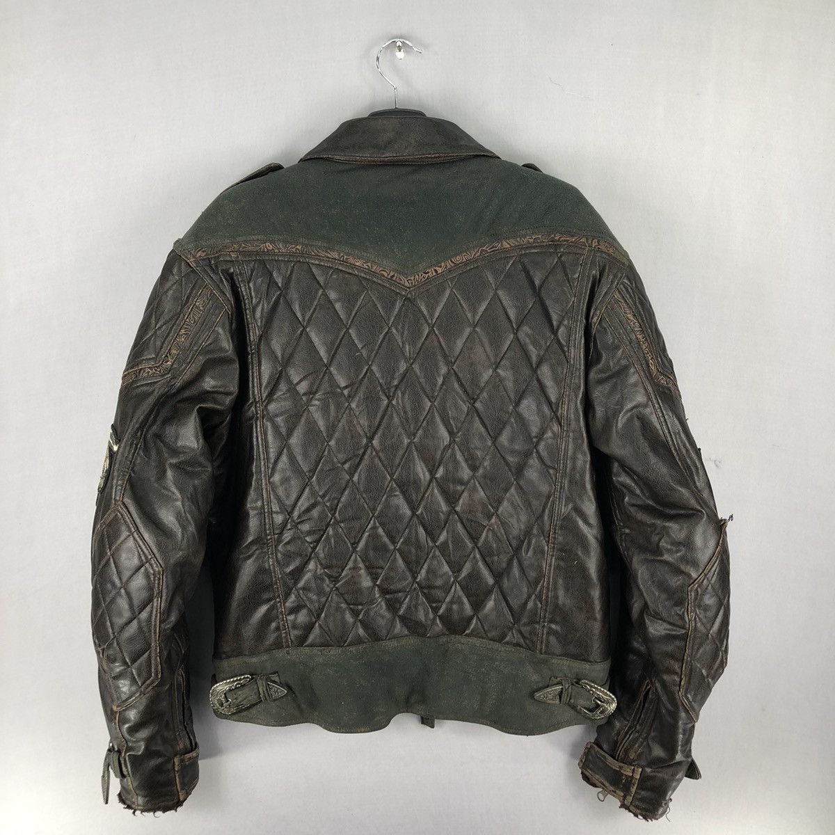 Leather Vintage 90's Motorcycle Leather Jacket by Jam's Gold Size US L / EU 52-54 / 3 - 4 Thumbnail