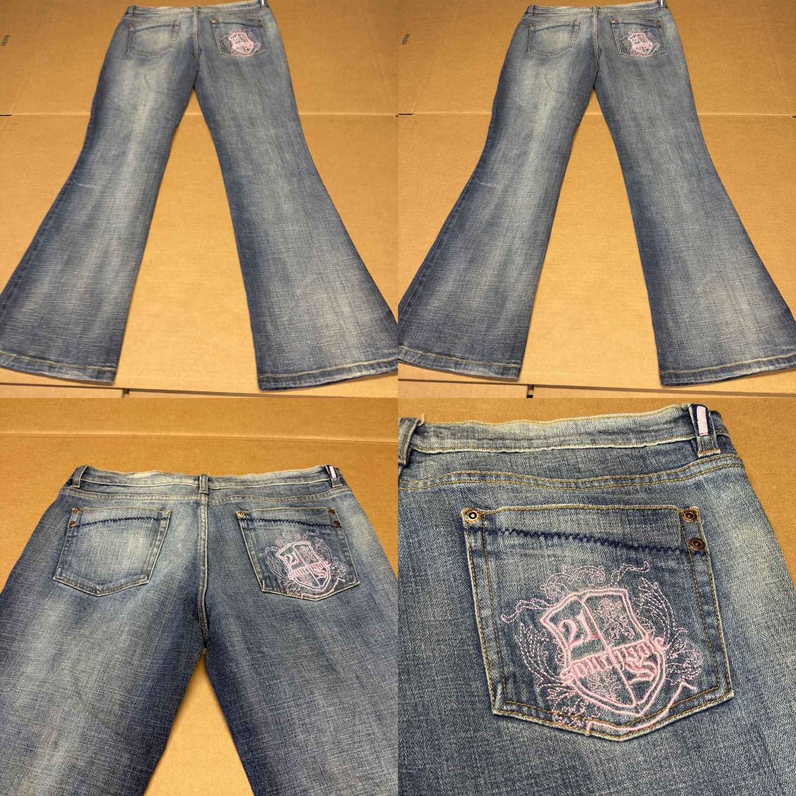 Southpole Southpole Jeans Juniors 13 Blue Low Rise Flare Embroidered Logo Stretch Denim Jeans - 5-Pocket Logo Crest Embroidery Womens, Regular Fit, Medium Wash Size 34" / US 12 / IT 48 - 9 Thumbnail