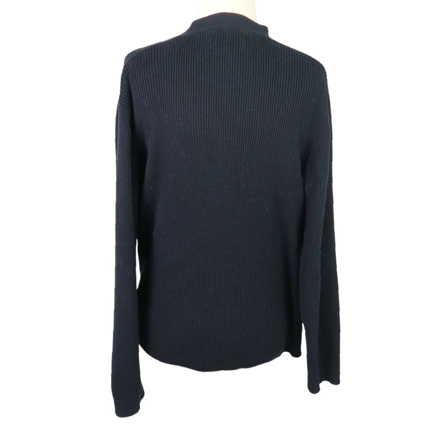 Vintage VINTAGE 90s Yarnworks Black Ribbed Knit Cardigan Sweater XL Women Long Sleeve V-Neck Cotton Knit Button Front Size XL / US 12-14 / IT 48-50 - 4 Thumbnail