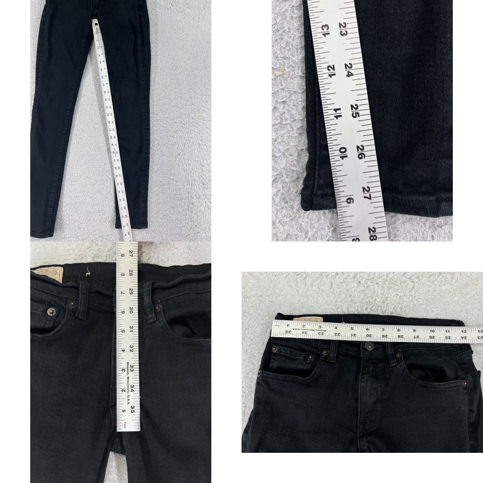 Dickies Polo Ralph Lauren Jeans Womens 24X30 Denim Black Skinny Low Rise Cotton 5-Pocket Dickies City Preppy 90s Mens Girls Size 26" / US 2 / IT 38 - 8 Thumbnail