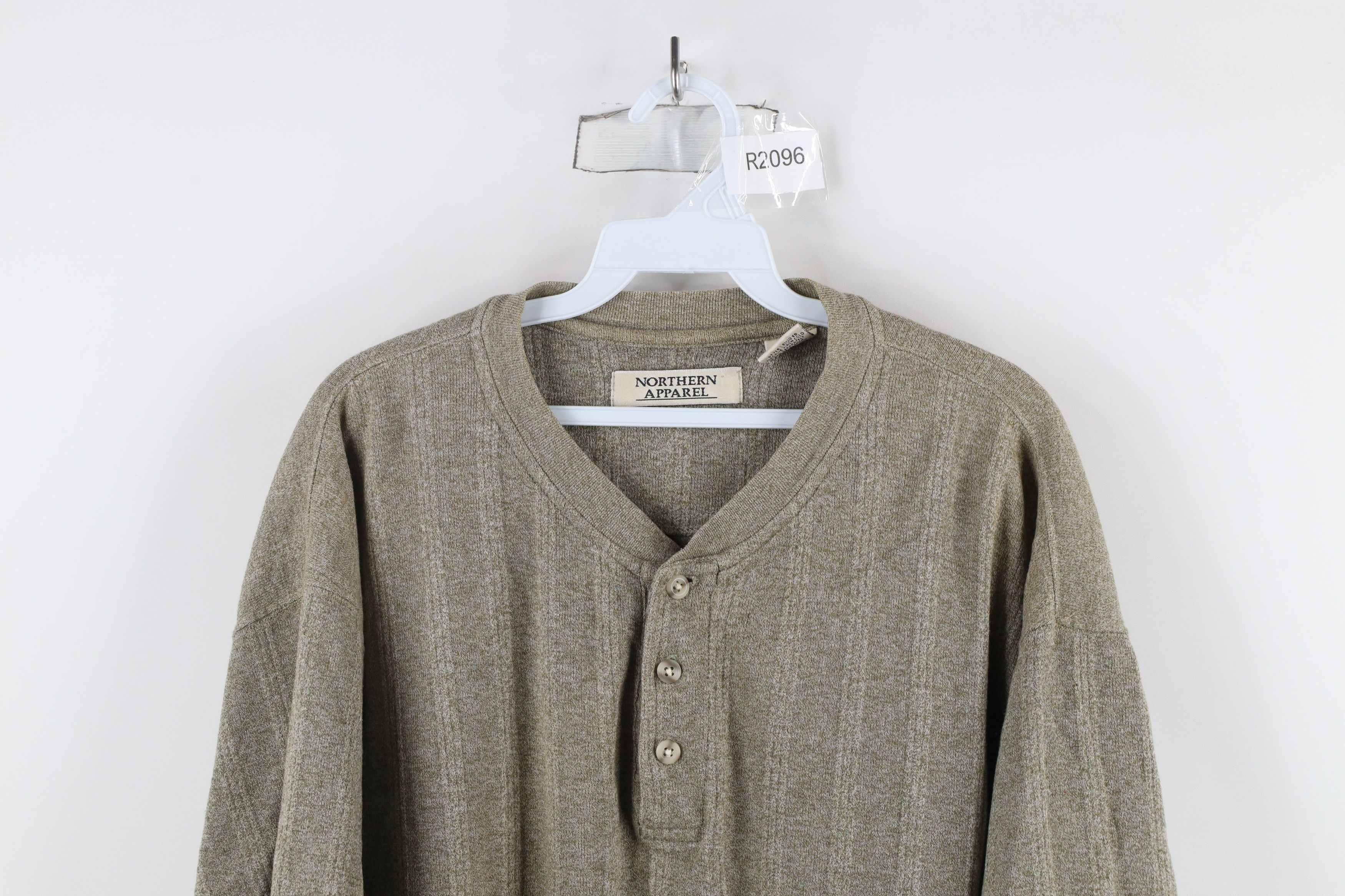 Vintage Vintage 90s Streetwear Knit Henley T-Shirt Heather Green Size US L / EU 52-54 / 3 - 2 Thumbnail