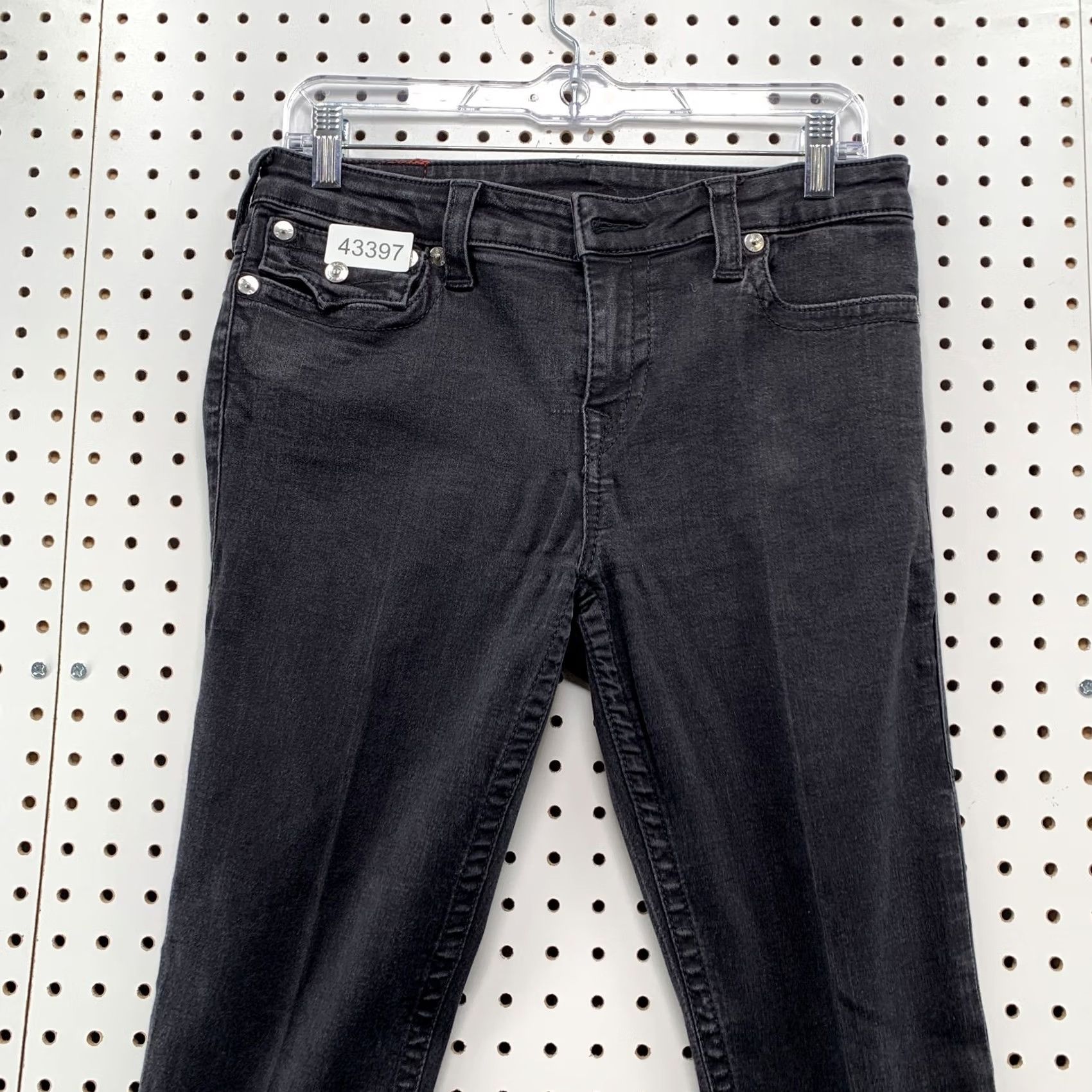 True Religion Slim Straight Black Jeans Womens size 31 Fits 31x31