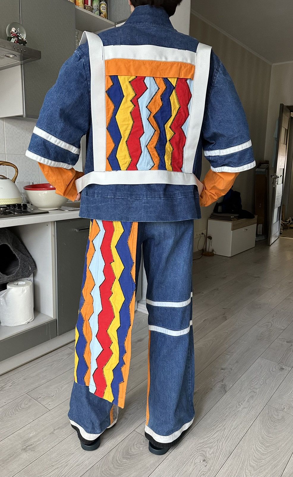 Coachella Vintage Handmade Guano Apes Carnival Denim Costume Suit Size US XL / EU 56 / 4 - 3 Thumbnail