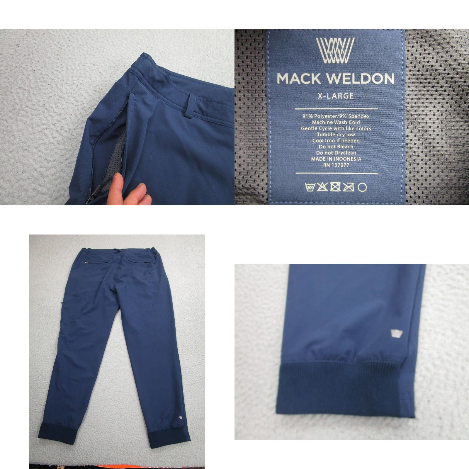 Vintage Mack Weldon Jogger Pants Mens XL Navy Blue Stretch Cuffed Zip Pockets Athletic Cross-Body Life: Activewear Casual Size US 36 / EU 52 - 8 Thumbnail