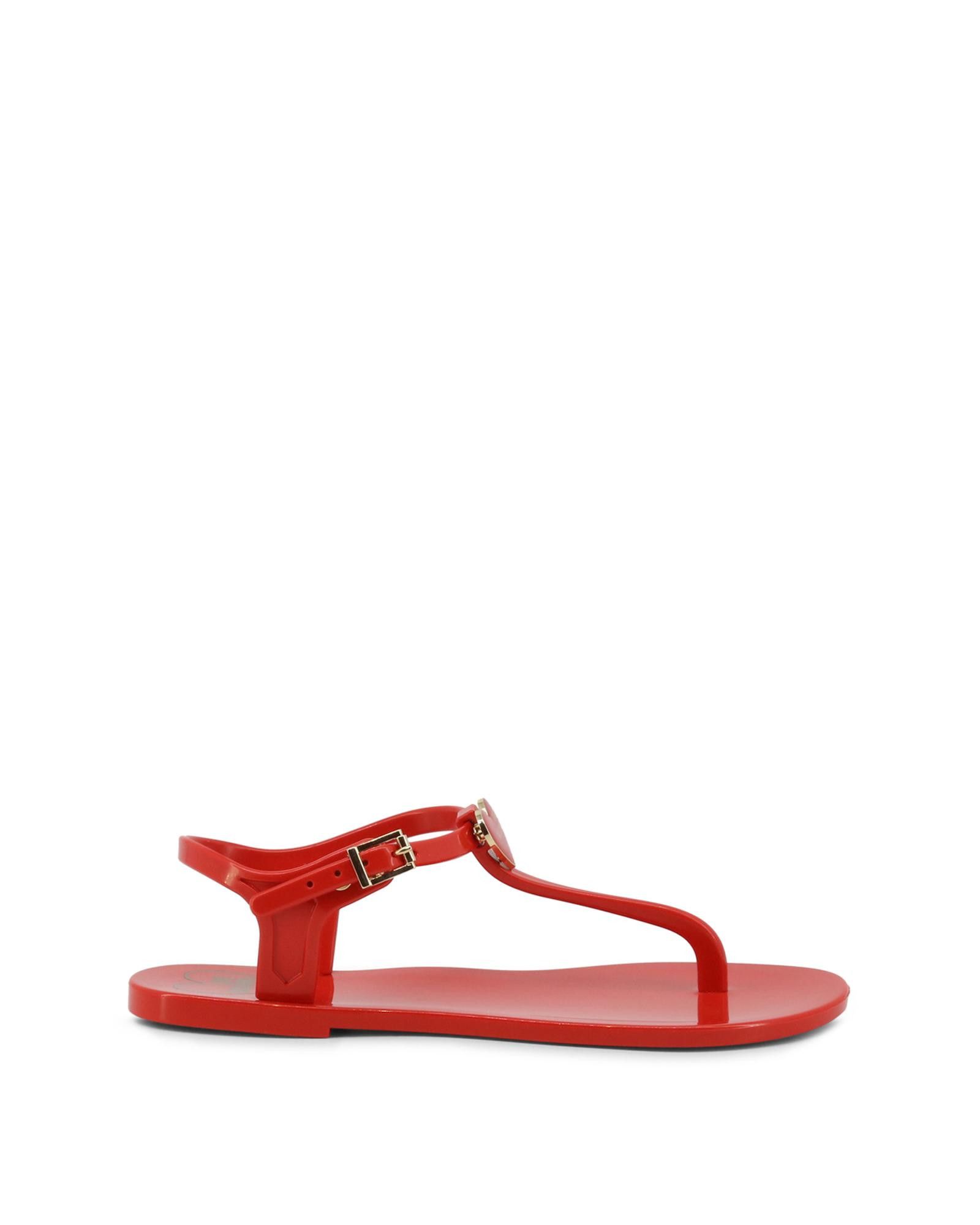 image of Moschino Ankle Strap Rubber Flip Flops Shoes in Red, Women's (Size 9)